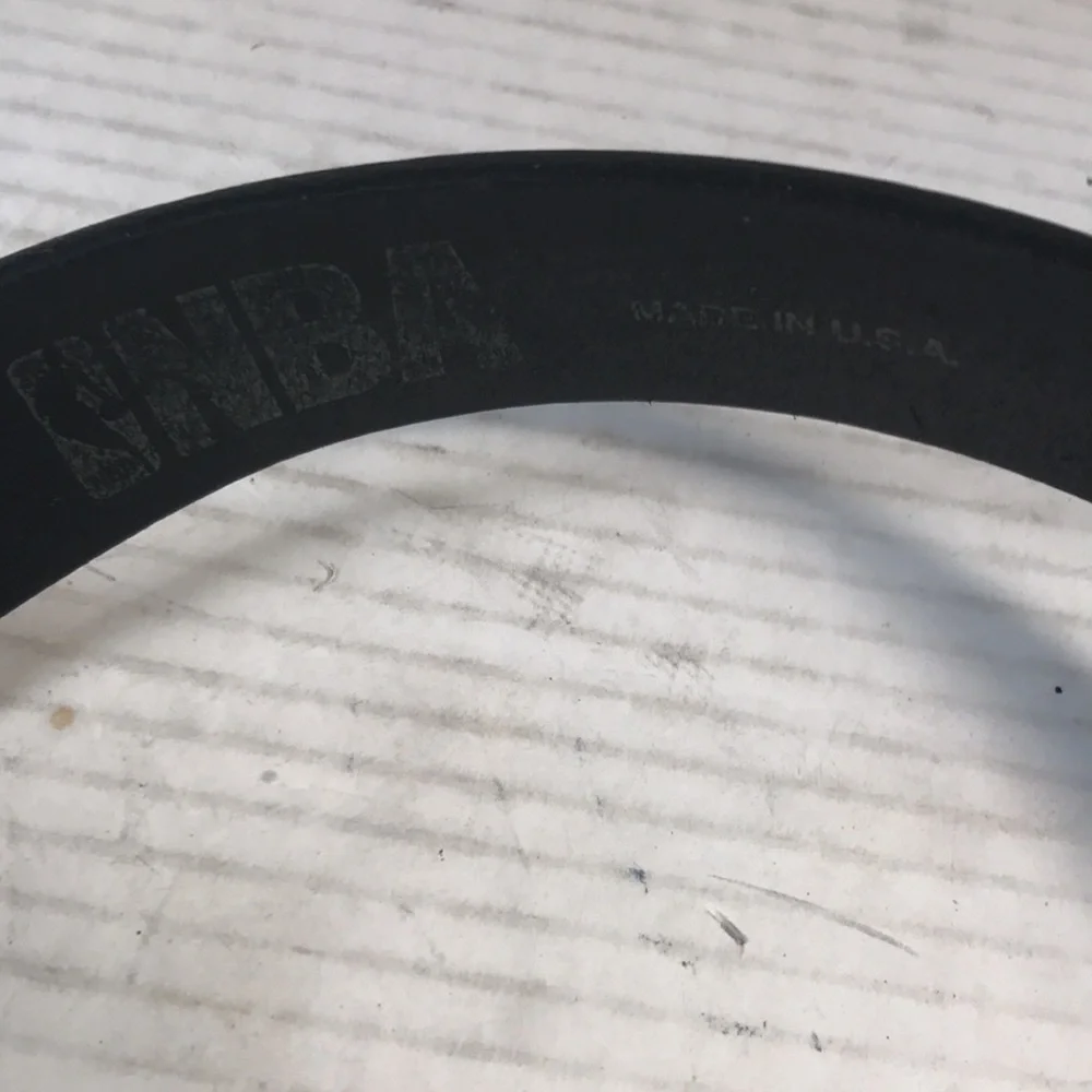 Vintage NBA Lakers Team Stamped Logo Black Leather Belt